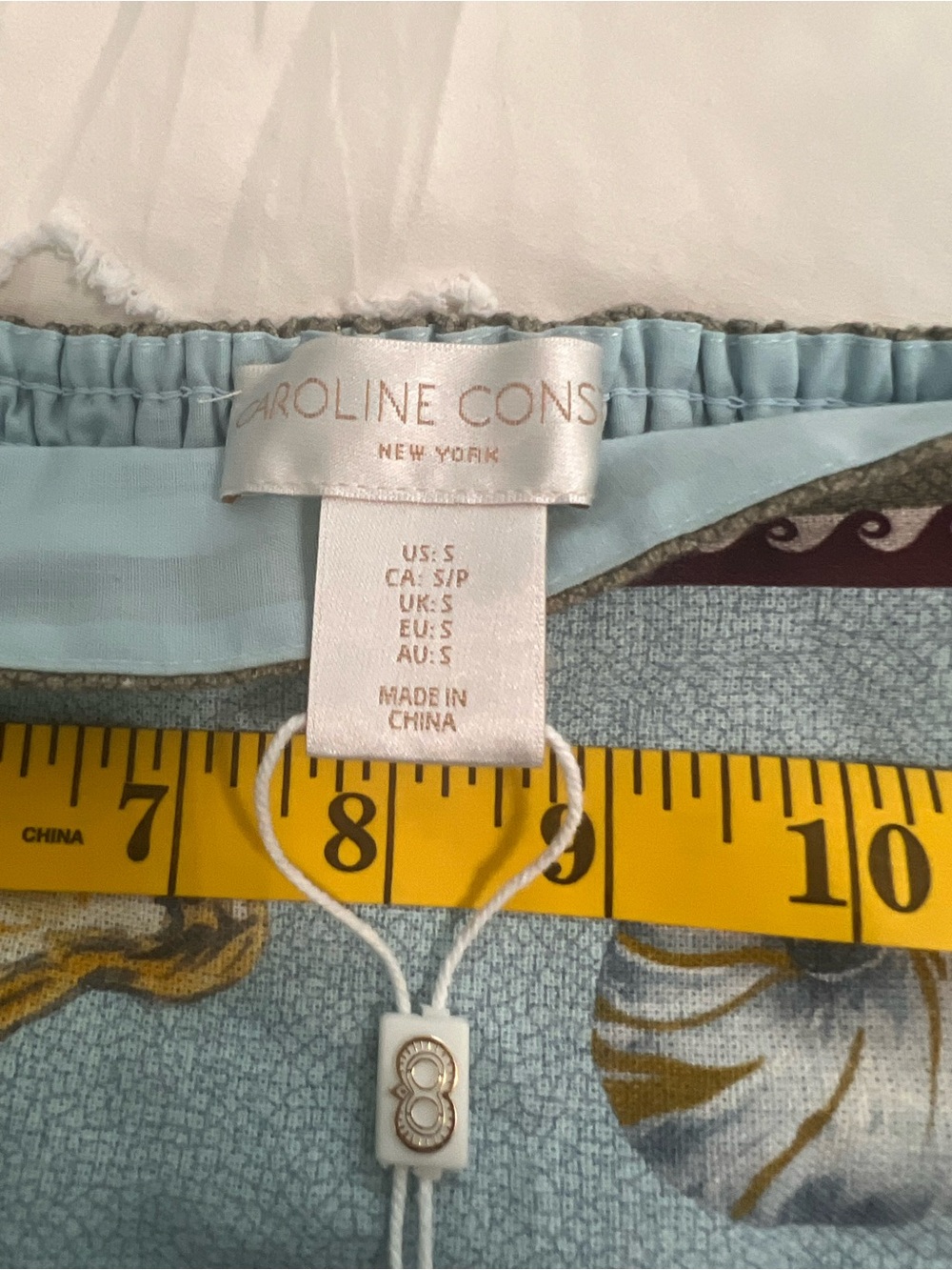 Caroline Constas Seaside Shell Print Maxi Dress Coastal Ocean Motif Smocked S - Picture 8 of 10